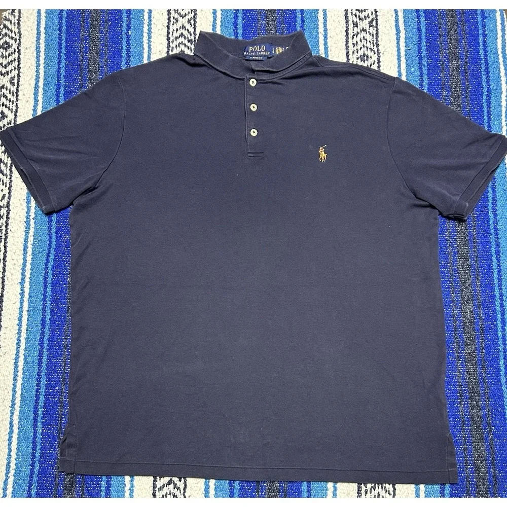 Men's Polo Ralph Lauren Size Large Navy Blue Classic Fit Polo Shirt